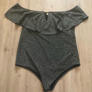 Plus size black and silver body suit